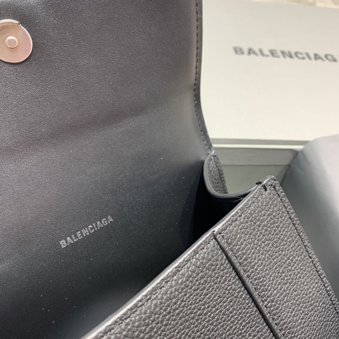 Balenciaga Hourglass XS Handbag Grain Calfskin Shoulder Bag Black